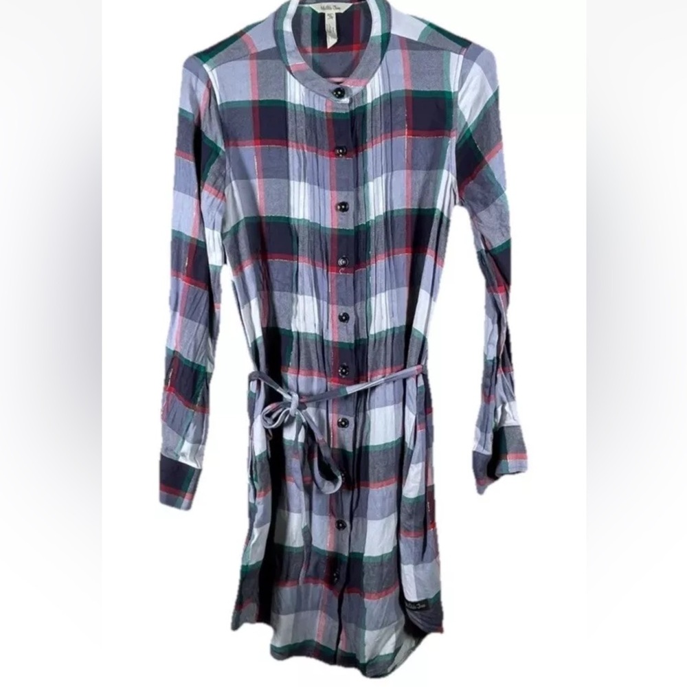 Matilda Jane Women's Coming To Town Plaid Shirt Dress Size Small Red Green White